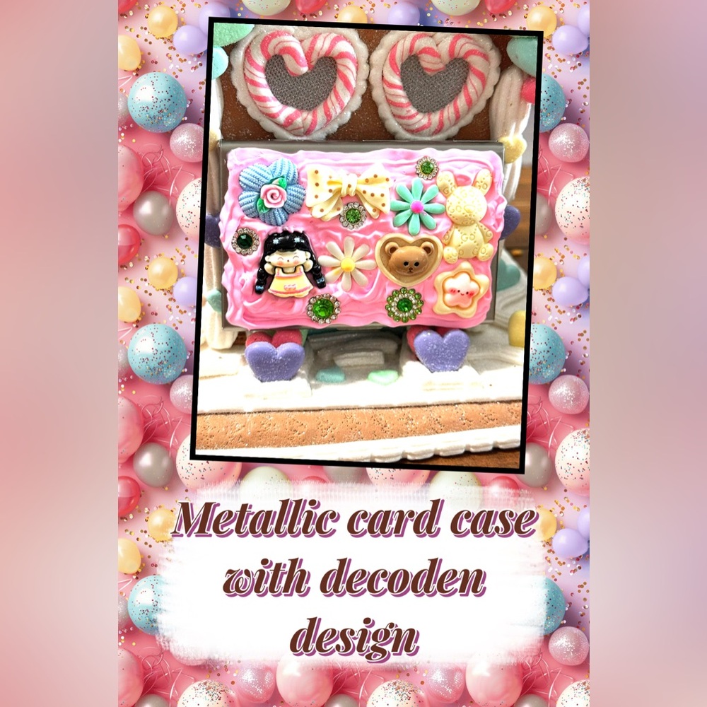 Pink Decoden Card Case with Cute Charms